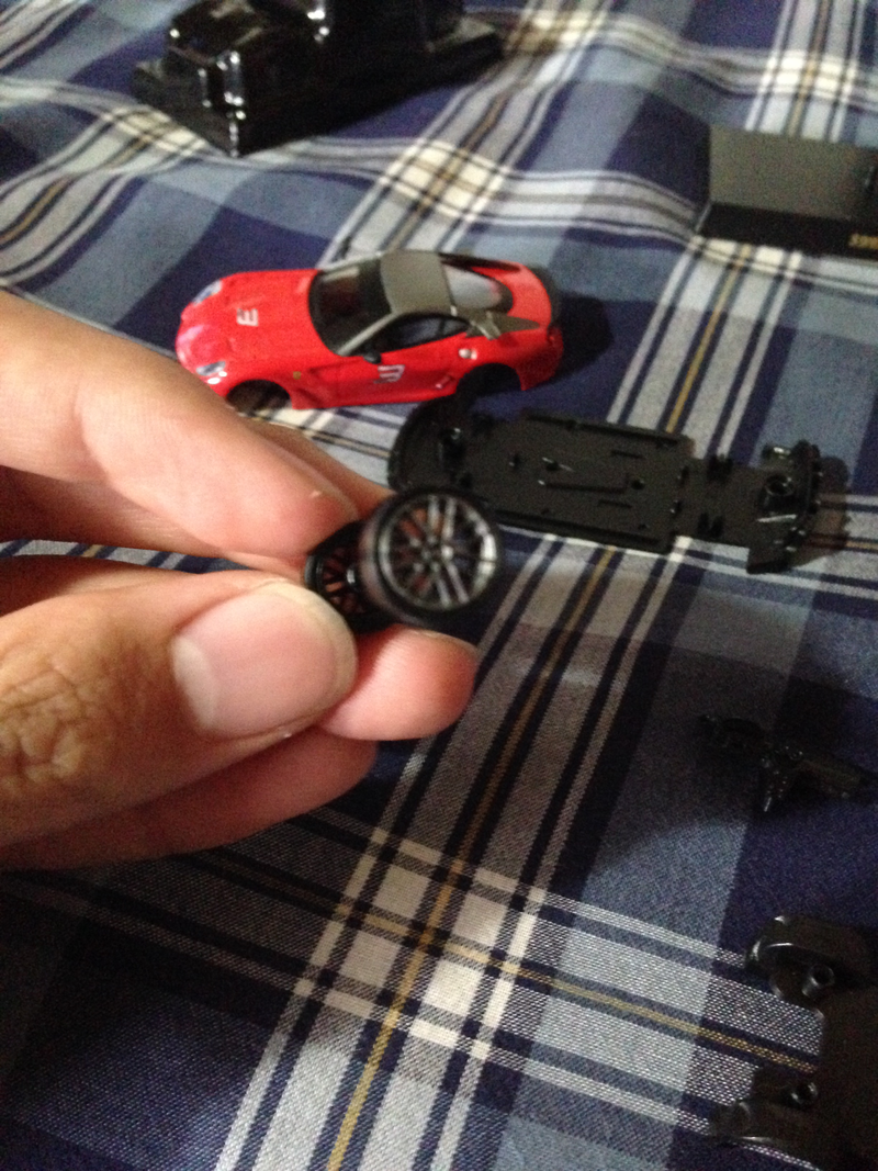 First i slip the tires on